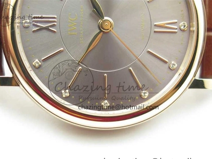 MIROTIME 1226 Portofino 37mm RG V7F 1:1 Best Edition Gray Dial on Deep Brown Leather Strap A SunProtective 7090